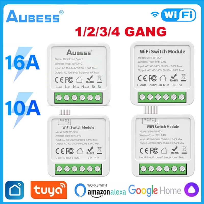 Tuya WiFi 1/2/3/4 gang Smart Switch Module with Dual Way Control Smart Life Smart Home Work with Alexa Google home Yandex Alice