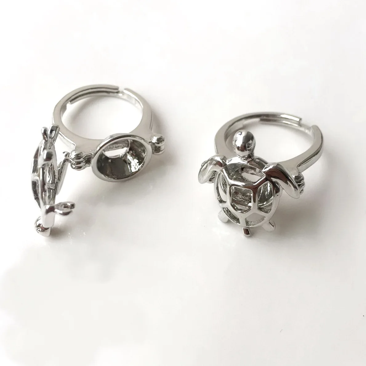 Lovely Cute DIY Can Open & Hold A Bead Sea Turtle Cage Ring Adjustable Size