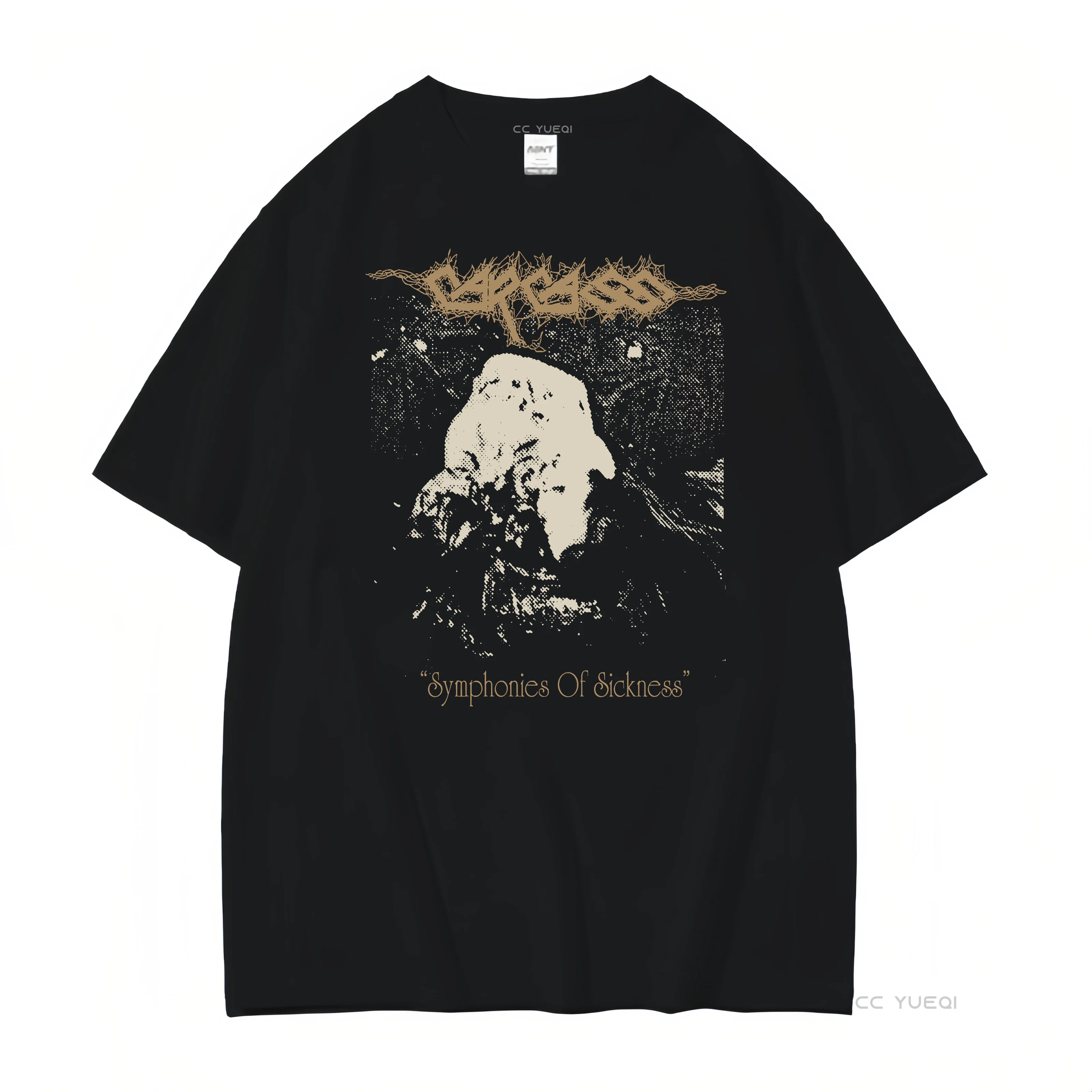 الذبيحة السيمفونية دوار تي شيرت الموت المعادن نابالم الإرهاب اخراج خمر غسلها مصمم الملابس عارضة