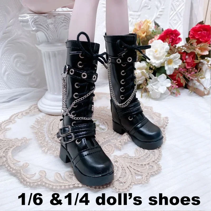 New 45/60cm Doll's Shoes for 1/4 1/3 Bjd Doll Chain Long Boots Zipper Diy Girl Toys Dress Up Birthday Gift Doll Accessories