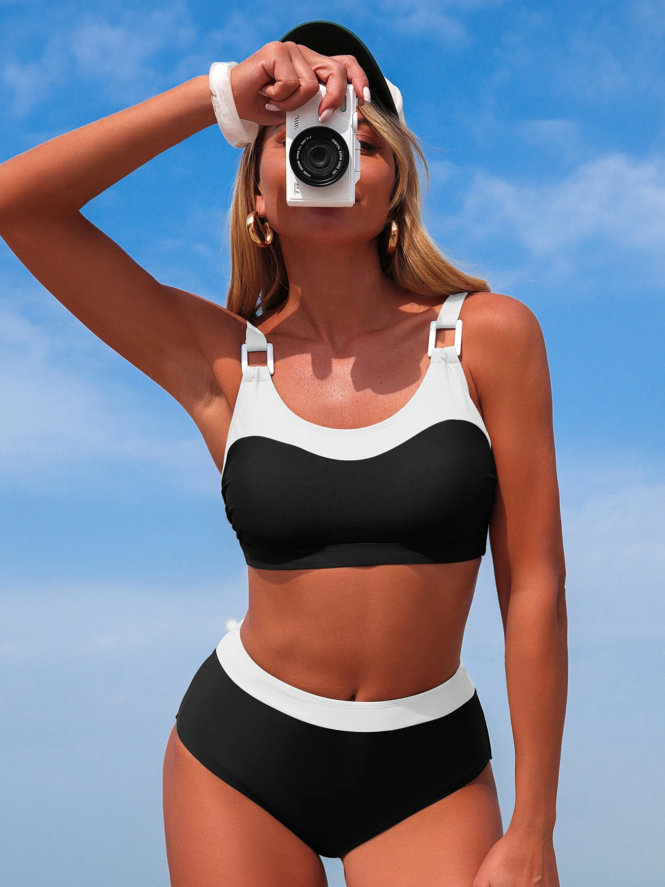 

2026 New Patchwork Bikini Sets Swimsuit For Women High Waist Swimwear Female Two Pieces Bathing Suit Beachwear Swimming Suit XL