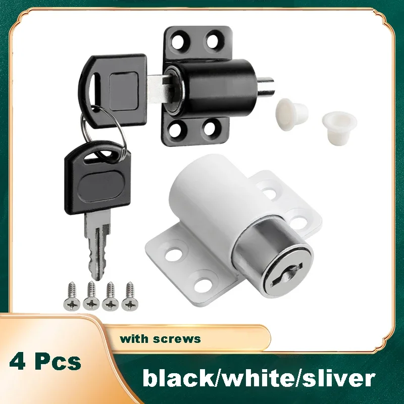 

4 Pcs Black White Silver Sliding Window Bolt Security Locks Window Patio Screw Door Lock Key Push Baby Child Safety Protection