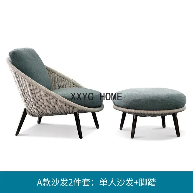 Nordic sofa chair courtyard outdoor casual style balcony single backrest chair creative lazy outdoor rattan