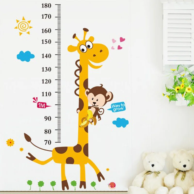 

Kids Height Chart Wall Sticker Home Decor Cartoon Giraffe Height Ruler Home Decoration Room Decals Wall Art Sticker Wallpaper