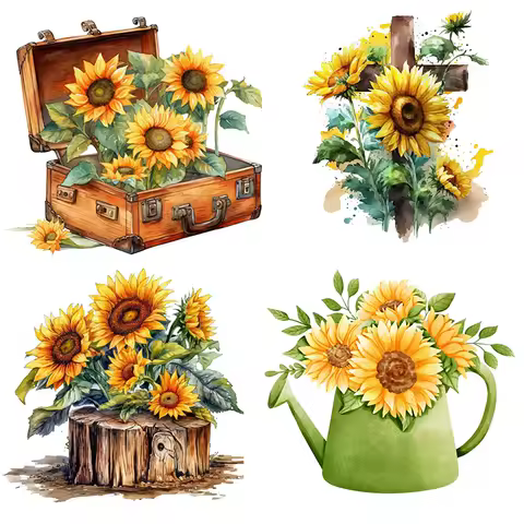 T765#Sunflower Wall Sticker Kids Room Background Home Decoration Mural Living Room Wallpaper Funny Decal