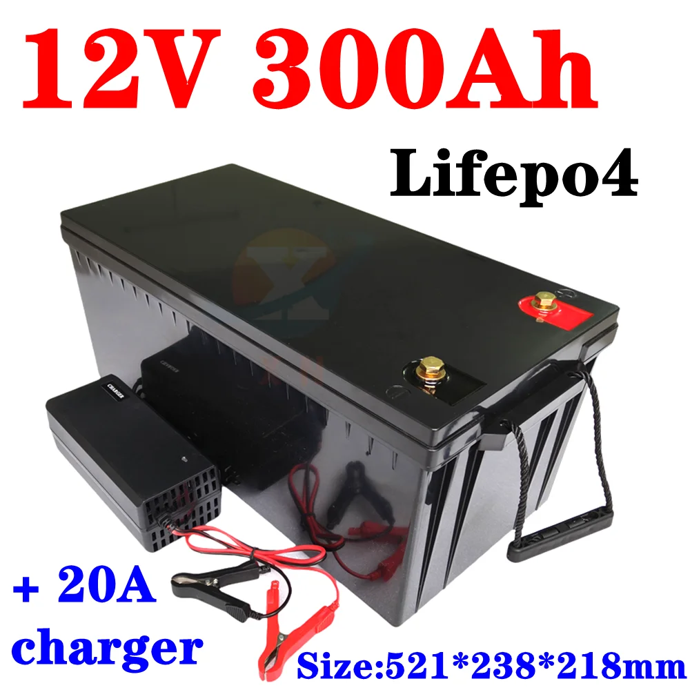 Impermeabile 12.8v 12V 300AH Lifepo4 batteria BMS per inverter Fotovoltaico energia solare stazione Base PV RV EV + 20A Caricato