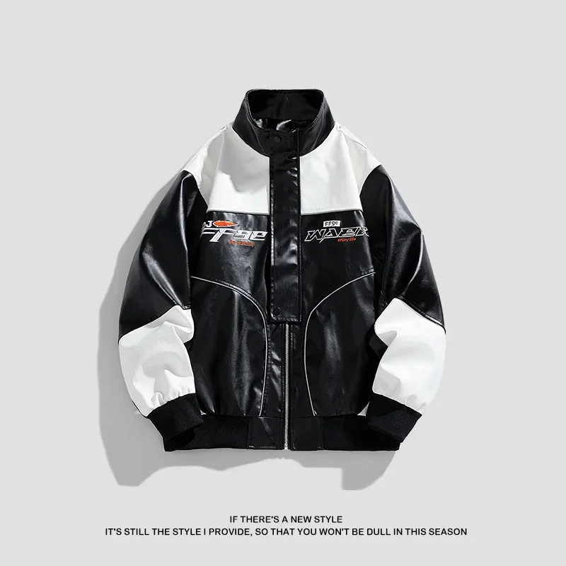 Fashion Patchwork Jacket Top Men American Bombers Motorcycle Racing Long Sleeve Spring Autumn Hip Hop High Street Bomber Varsity