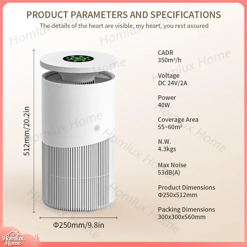 Pet Air Purifier for Home Use Negative Ion Generator with Suction Function to Remove Hair Dust Smoke Odor Formaldehyde
