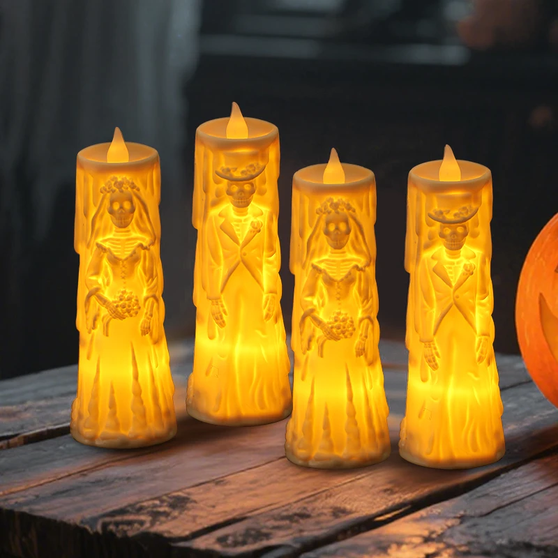 

1Set Bride Groom LED Candle Lights 2025 Halloween Party Home Table Decoration Haunted House Horror Props Creative Wedding Gifts