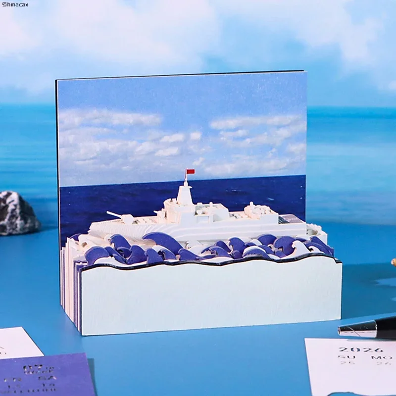 

Time Piece Calendar 2026 Desk Calendar 3D Tear-away Calendar Paper Carving Art Memo Pad Notepad Gift For Christmas Housewarming
