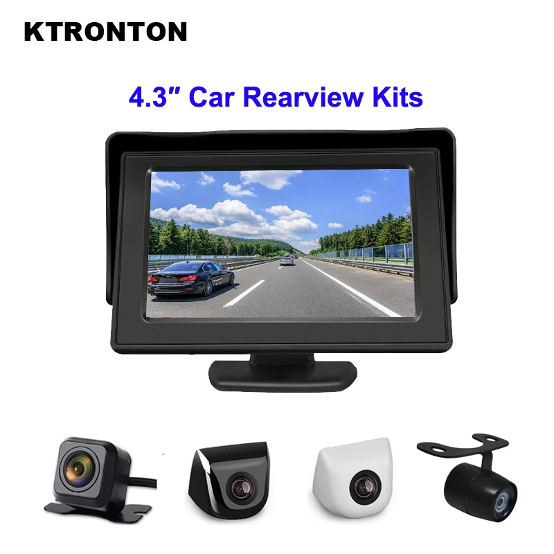 Car Reversing Backup Camera HD with 4.3 Inch Car Monitor Night Vision Waterproof Vehicle Parking Rear View Camera Screen