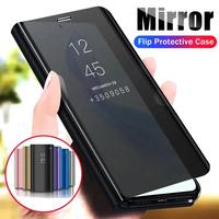 Mirror Flip Phone Case For Samsung Galaxy S21 Ultra S20 Plus S10 S9 S8  Smart Clear View Cover For Samsung Note 20 10 9 8 Coque
