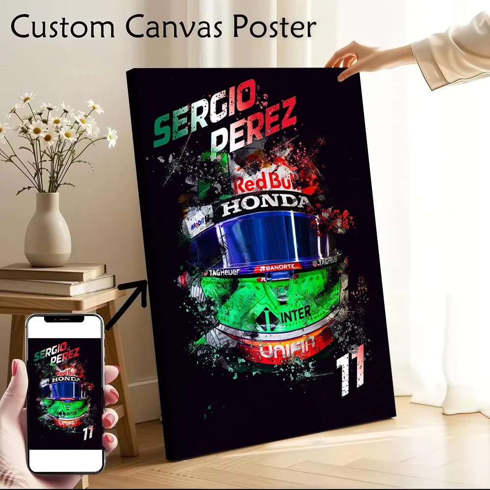 Póster de Sergio Perez México 2021, arte de pared en lienzo, impresión personalizada, pintura moderna, regalo perfecto para decoración del hogar, decoración de lujo