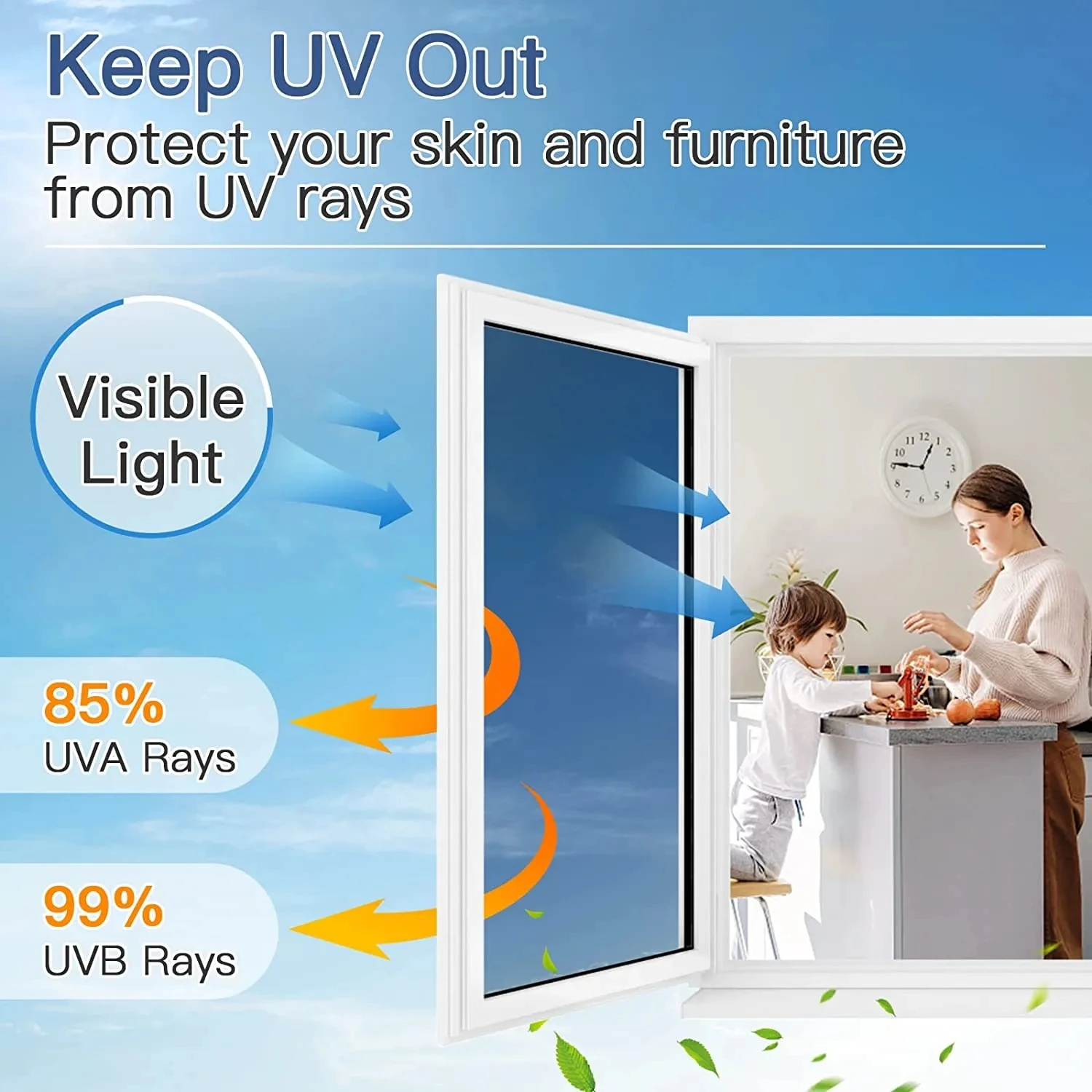 Window Film One Way Privacy Self-adhesive Glass Sticker for Home Office Reflective Mirror Film Sun Blocking Anti UV Window Tint
