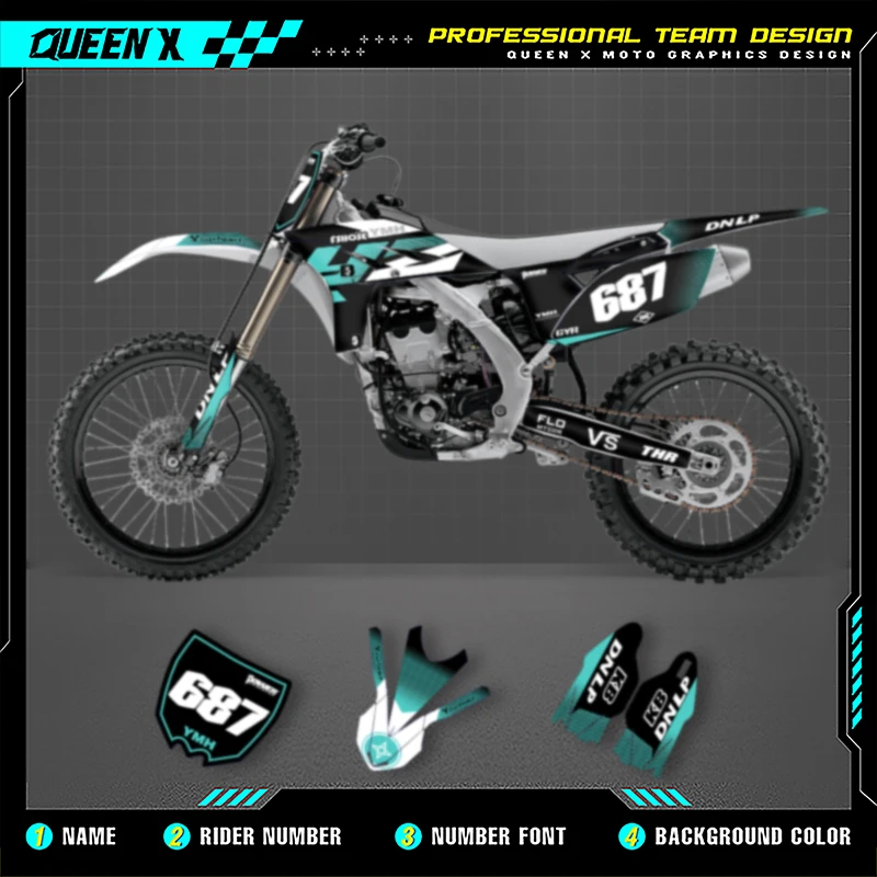 

Мотоциклетные графические наклейки QUEEN X MOTO для YAMAHA YZF 250 2010 2011 2012 2013, YZ250F, наклейки на мотоцикл 003
