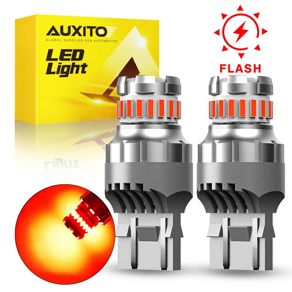AUXITO 2 шт. светодиодные лампы T20 W21/5W 7443, стробоскопические красные стоп-сигналы, T25 3157 P27/7W, для автомобильных стоп-сигналов и задних фонарей, 12В