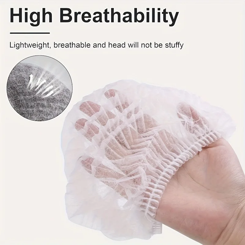 10/20pcs Disposable Non-woven Hat,Kitchen, Factory Hair Net,Workshop Dustproof Breathable Strip Hat,Drawstring Closure.