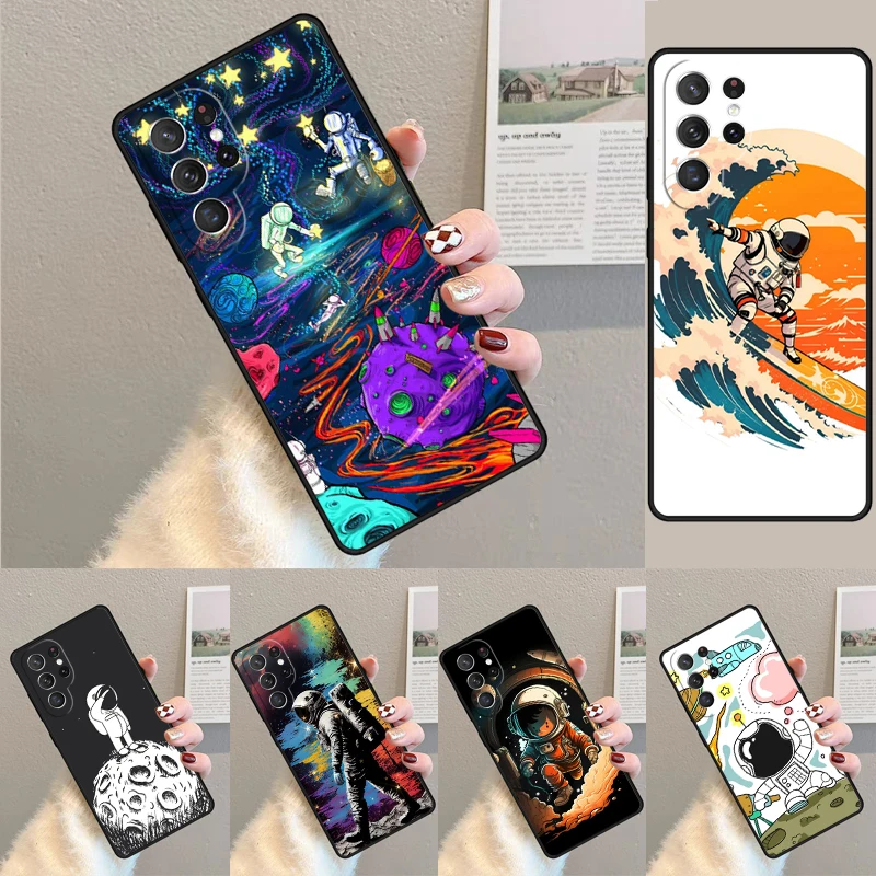 Space Moon Astronaut TPU Phone Case For Samsung Galaxy note 10 pro S26 S25 S24 S23 S22 Ultra Plus S21 FE S20 Shockproof Cover