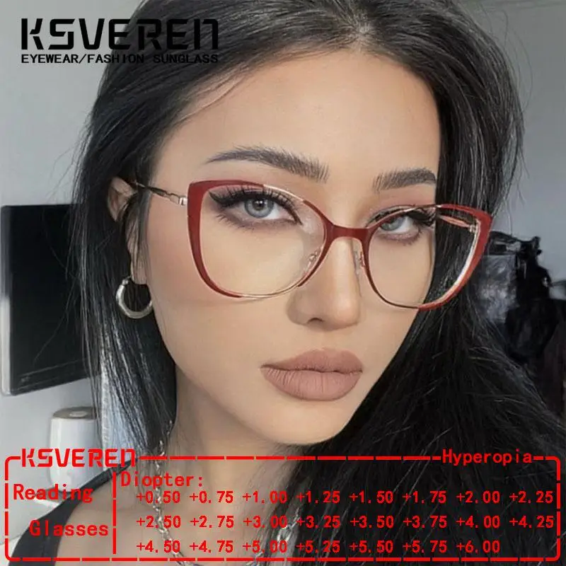 

KSVEREN анти-синий свет очки для чтения для женщин кошачий глаз очки для дальнозоркости очки для чтения оправа для очков по рецепту оптика
