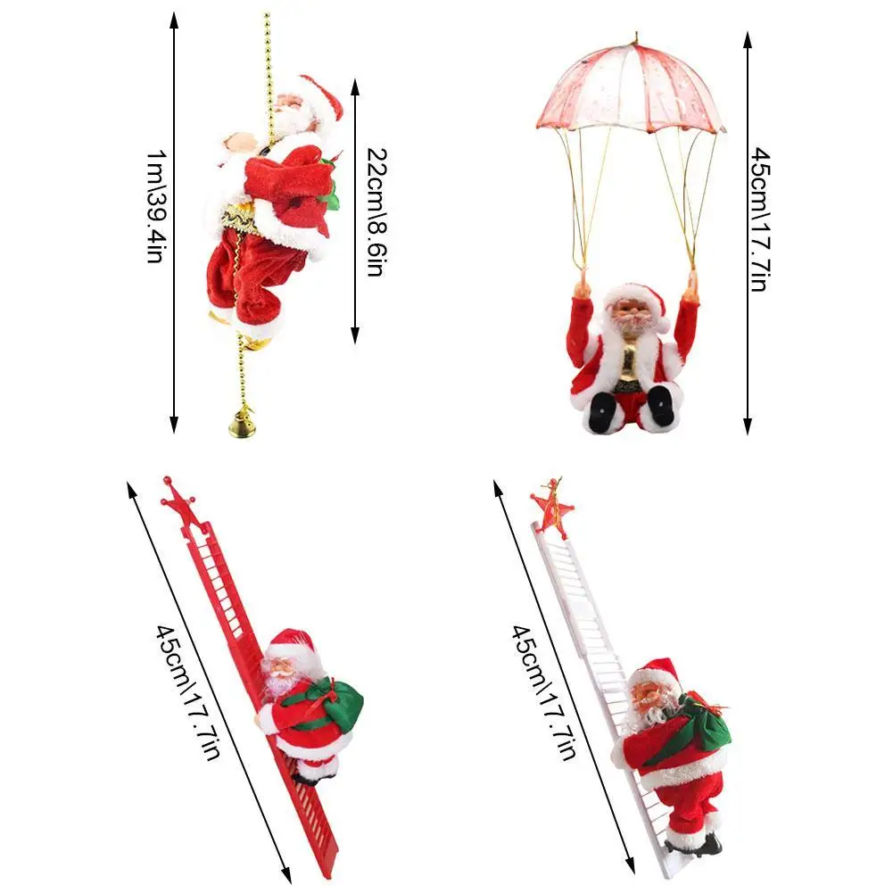 Pendentif de décoration de Noël créatif pour enfants, jouet électrique du père Noël grimpant, cadeau mignon, escales de Noël