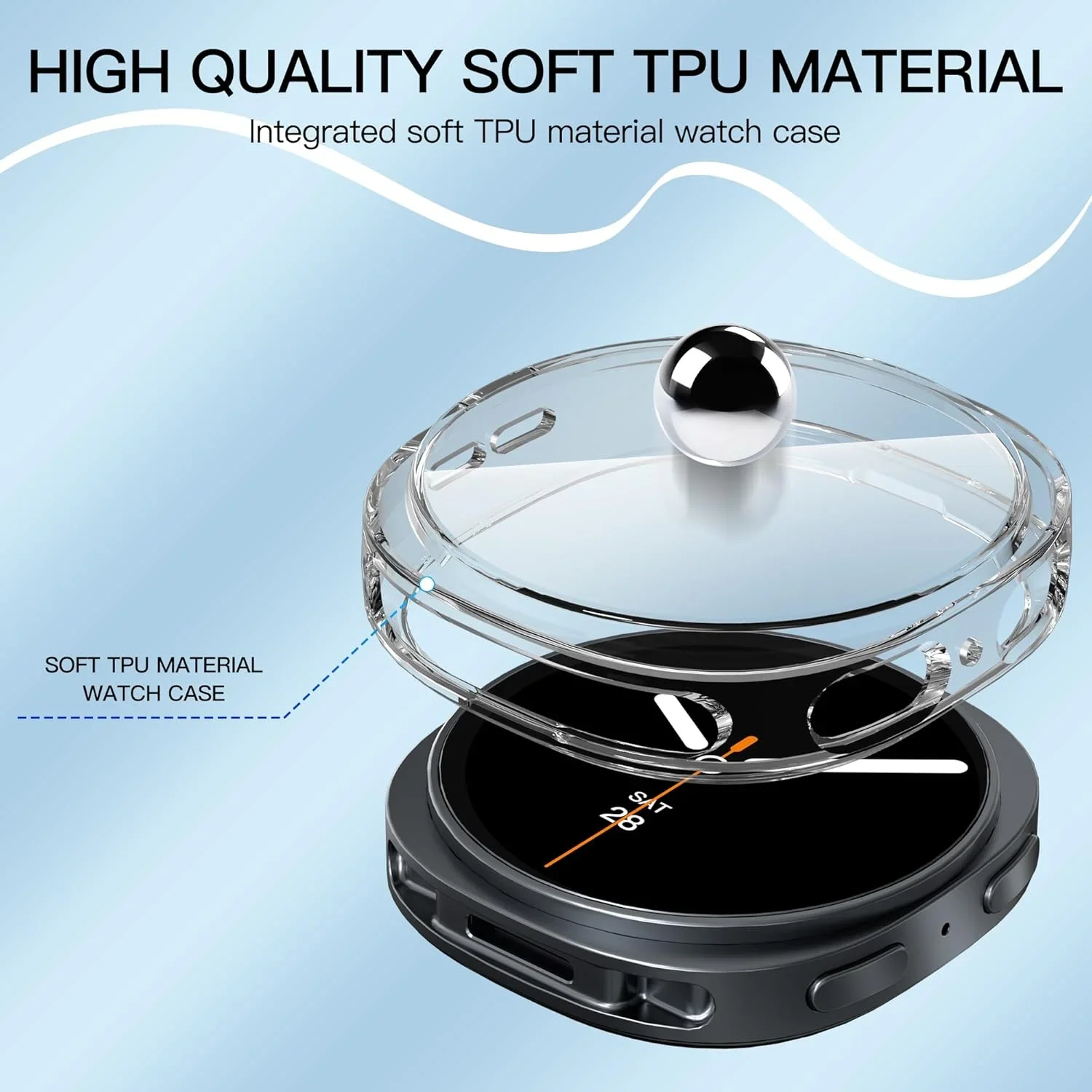 حافظة لهاتف سامسونج جالاكسي ساعة 8 44 مللي متر 40 مللي متر ملحقات الفرقة لينة بولي يوريثان الوفير واقي للشاشة مقاوم للصدمات قذيفة جالاكسي watch8 2026