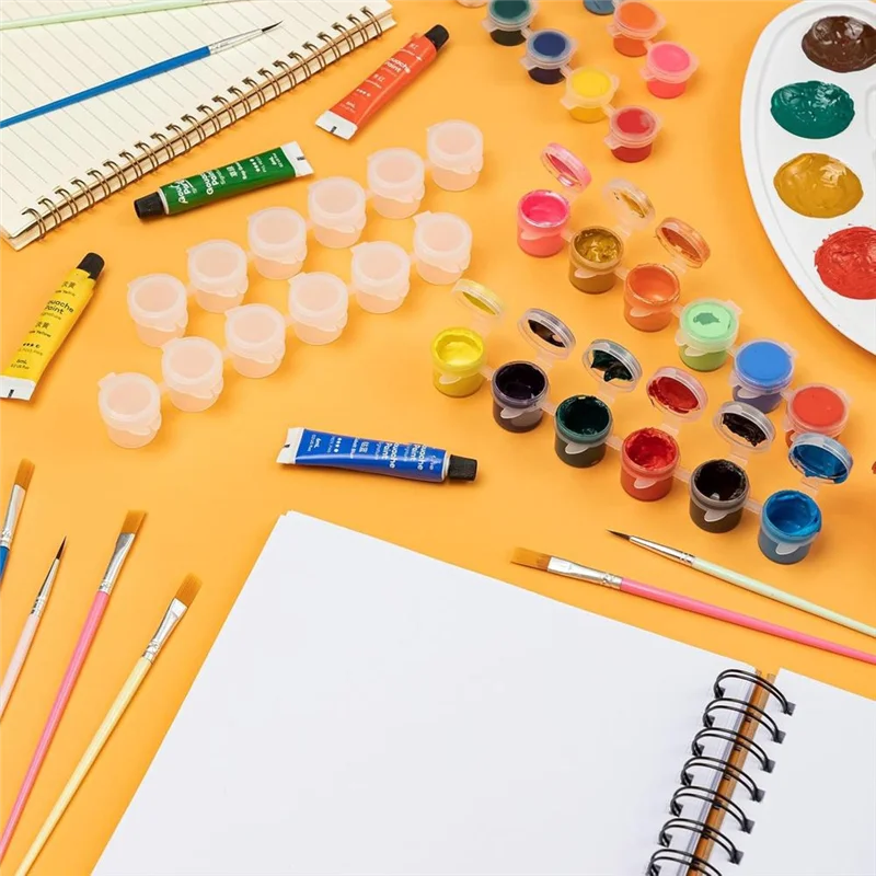 Superior Paint Pot With Lid & Paint Brushes,Empty Paint Containers With Lids, For Kids Classrooms Schools Art