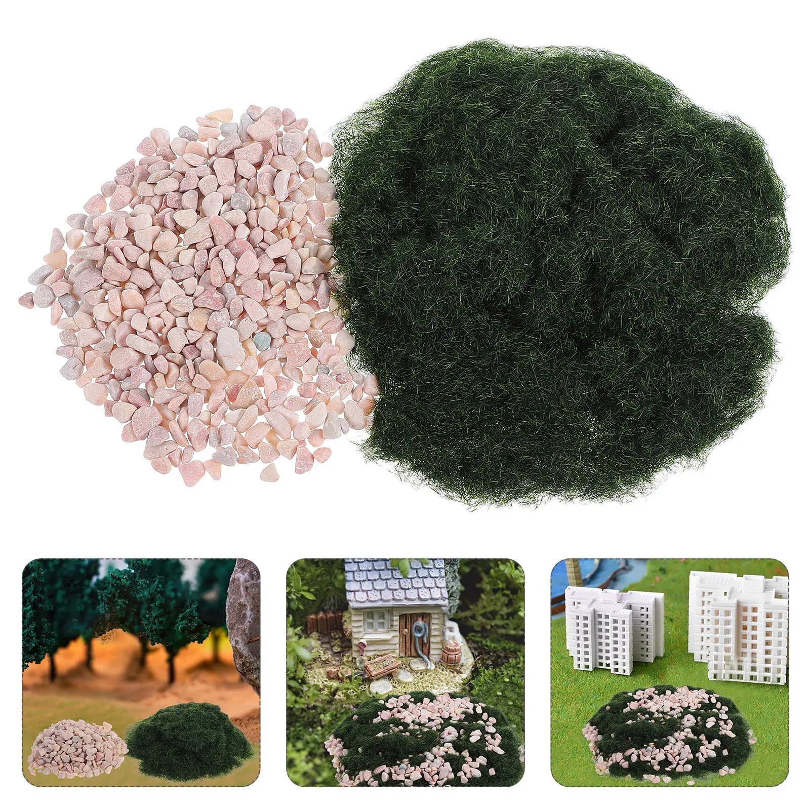 

Набор: реалистичная искусственная трава (порошок) и камни, темно-зеленый, для DIY-диорам, железнодорожных макетов, ландшафтного дизайна, уличных поделок