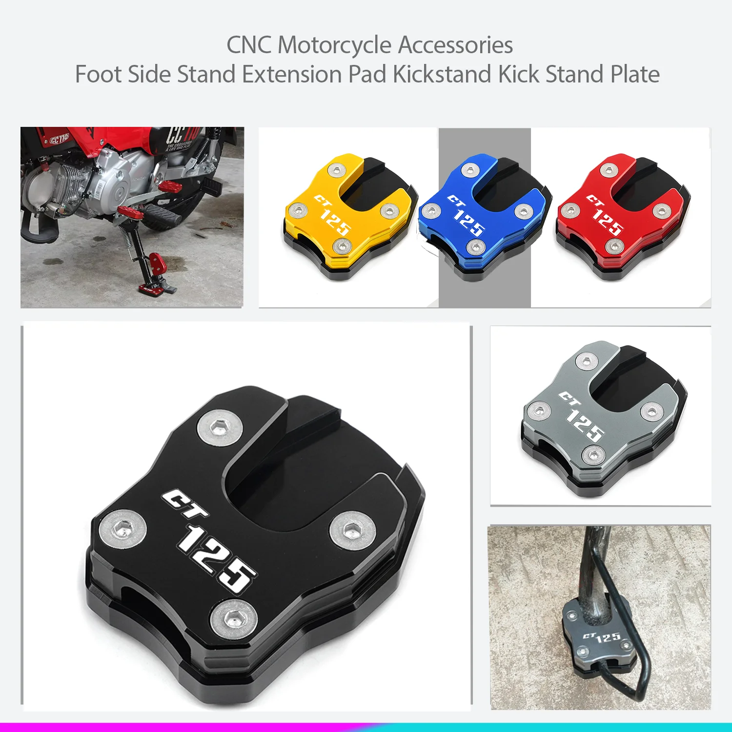 

For HONDA CT125 CT 125 Hunter Cub 2020 2021 Motorcycle Accessories Side Stand Pad Plate Kickstand Enlarger Support Extension