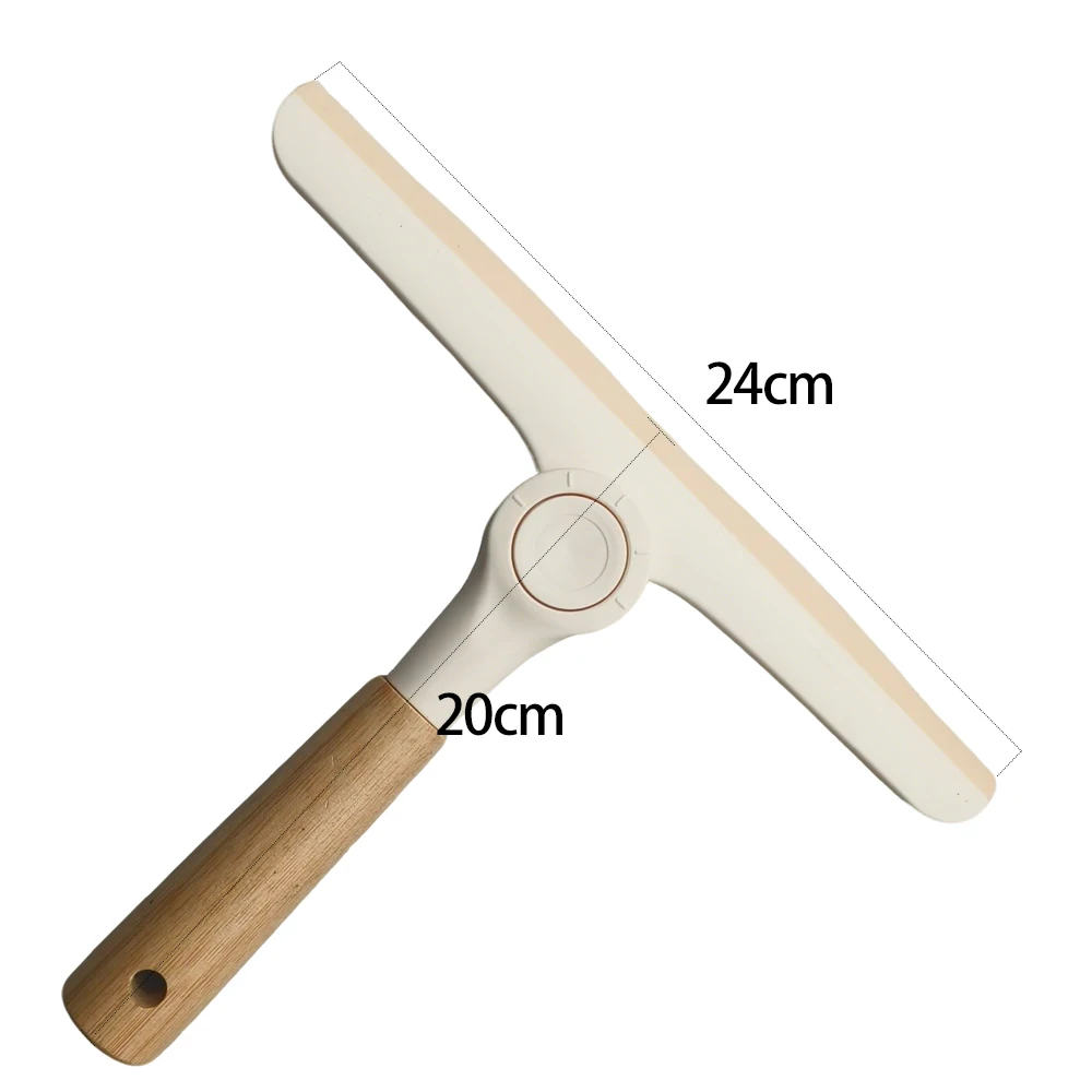 Rotatable Shower Squeegee Silicone Blade Bamboo Handle Glass Cleaning Bathroom Shower Window Glass Scraper - view 4