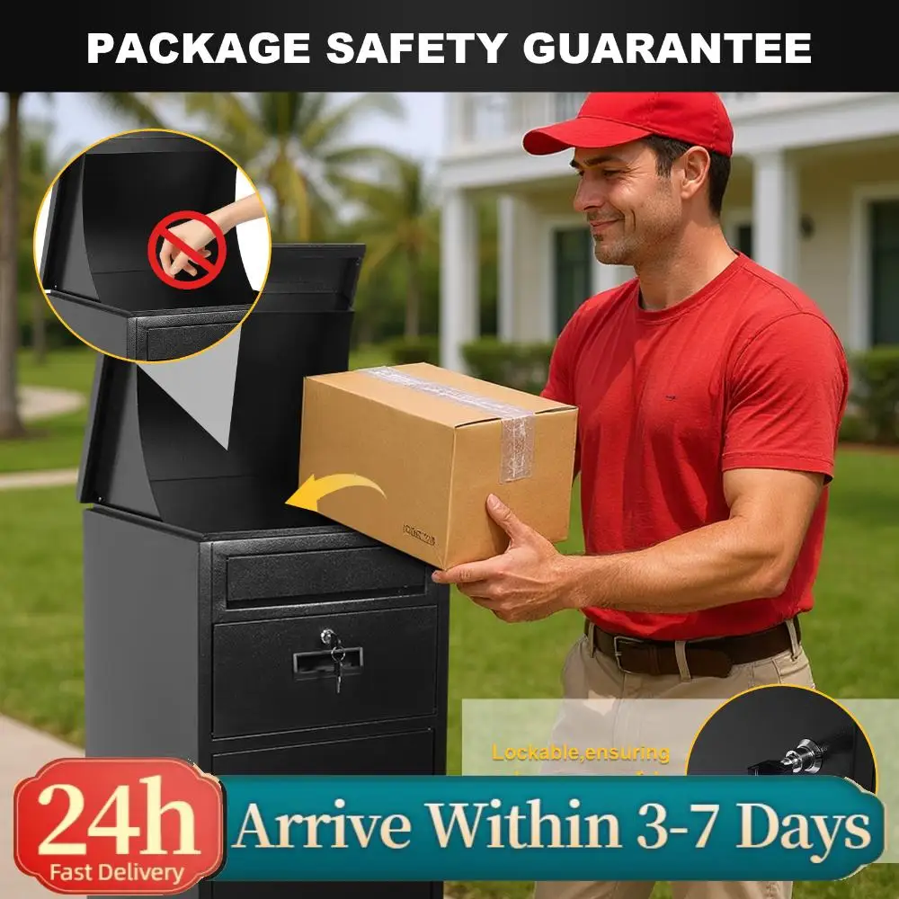 

Anti-Theft Parcel Drop Boxes with Lockable Secure Outdoor Package Delivery Waterproof Package Drop Container for Outside Porch