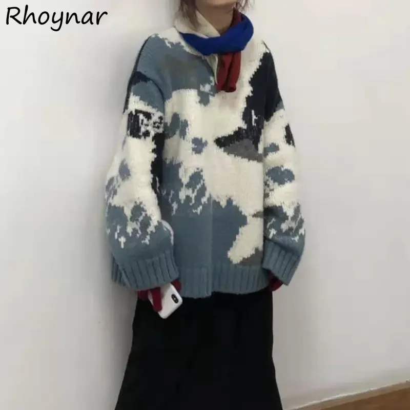 Tie Dye Pullovers Women Streetwear Baggy Teens Y2k Clothes Panelled Sweaters Свитер Женский Korean Fashion Preppy Sweet Personal