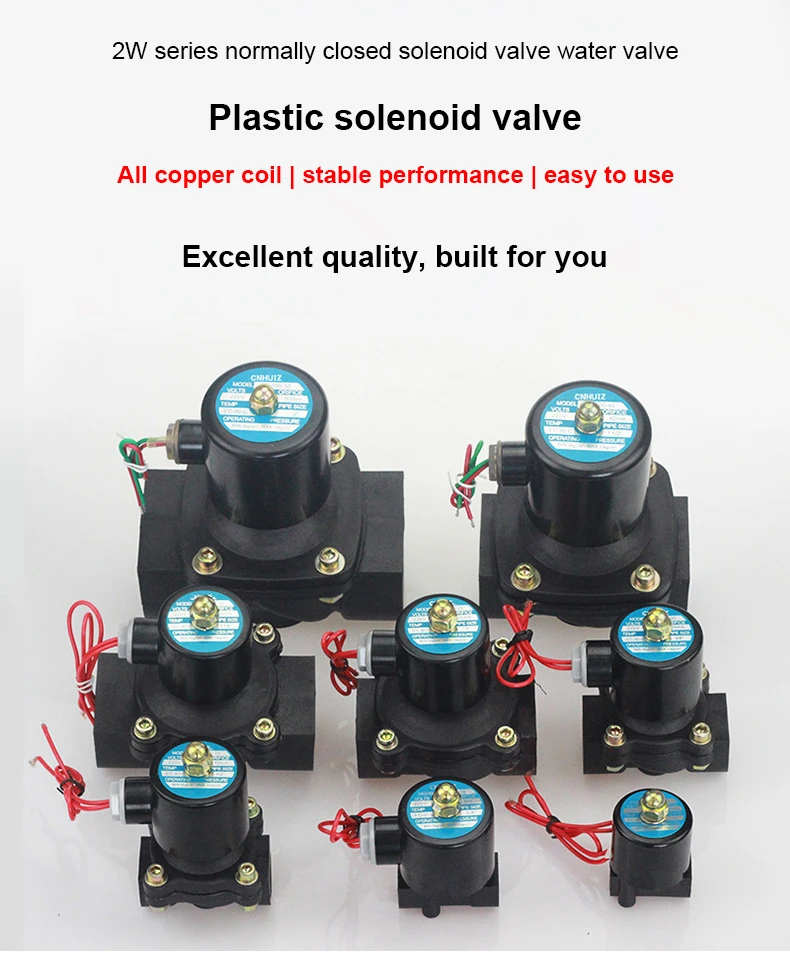 صمام لولبي DN8-DN50 Plastic Motorized Solenoid Valve DN8 Normally Closed AC220V DC24V DC12V For Water Oil Air الهواء المضغوط — تفصيل 1