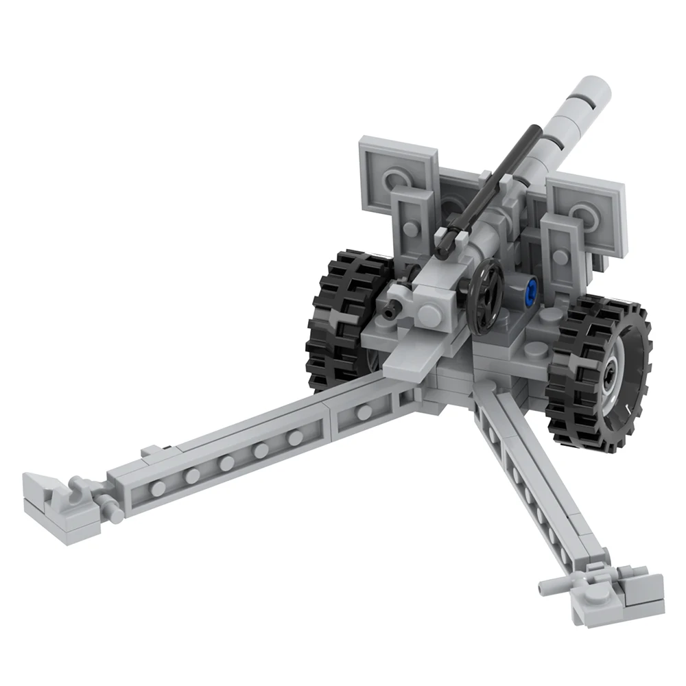 MOC Gun Howitzer Brick WW2 Weapon Military War Motorcycle Compatible Figure Building Blocks Toys For Children Adult Friends Gift