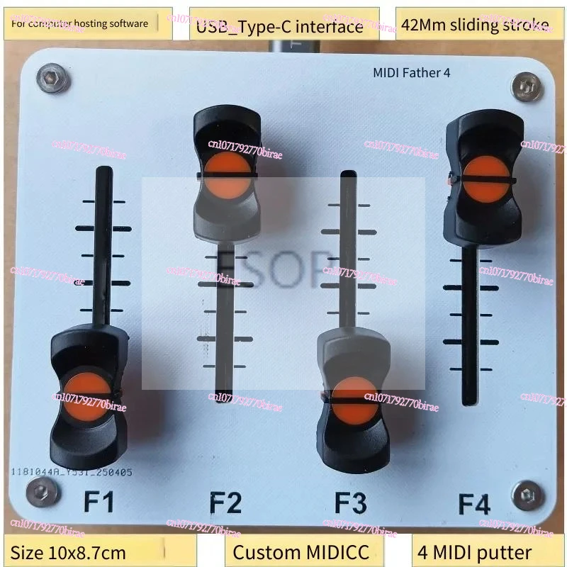 4-channel MIDI Push Rod 42mm Fader Custom CC Information USB Interface Music Host Software