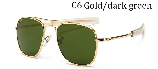 Mannen luxe Merk Designer Zonnebril Vintage mode Luchtvaart AO Zonnebril Voor Mannelijke Amerikaanse Leger Militaire Optische Glas /.\'[