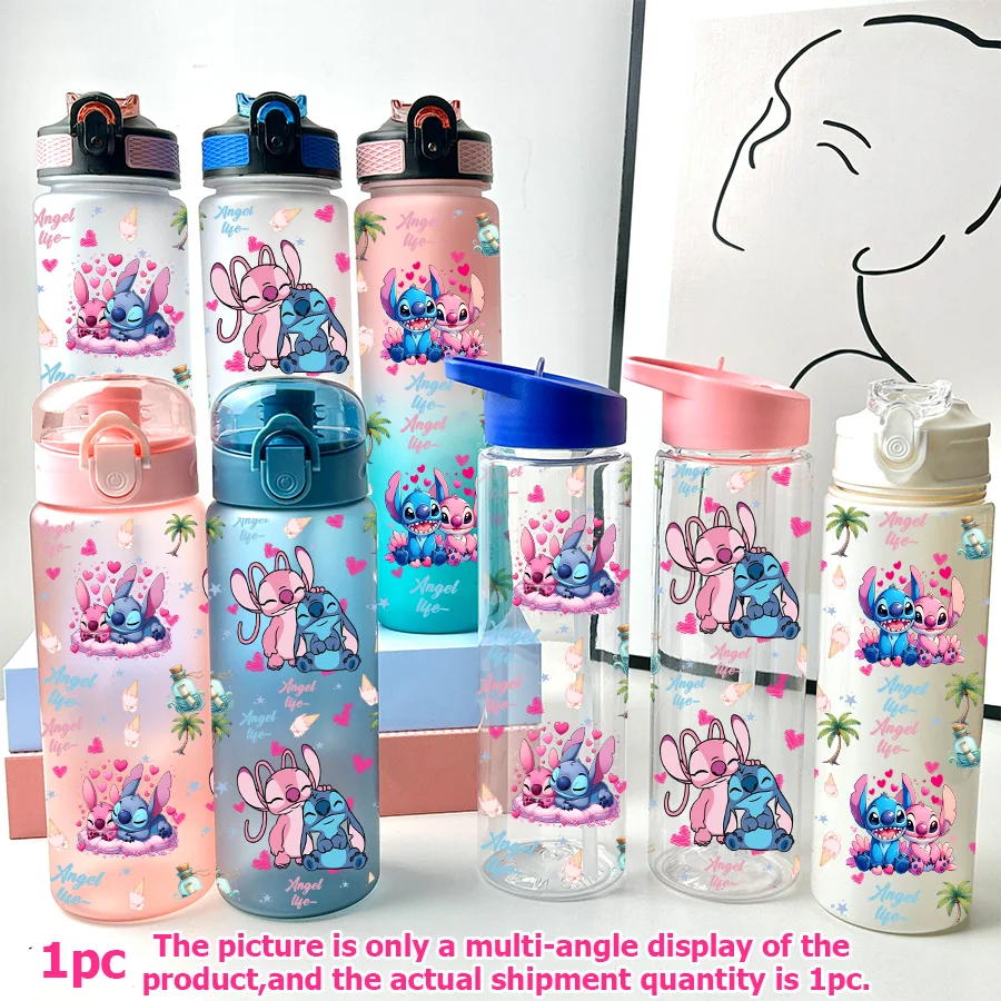 1 pezzo Disney Stitch Angel stampato 23-32 once bottiglia d'acqua multi-plastica tazza d'acqua sportiva portatile regalo di compleanno