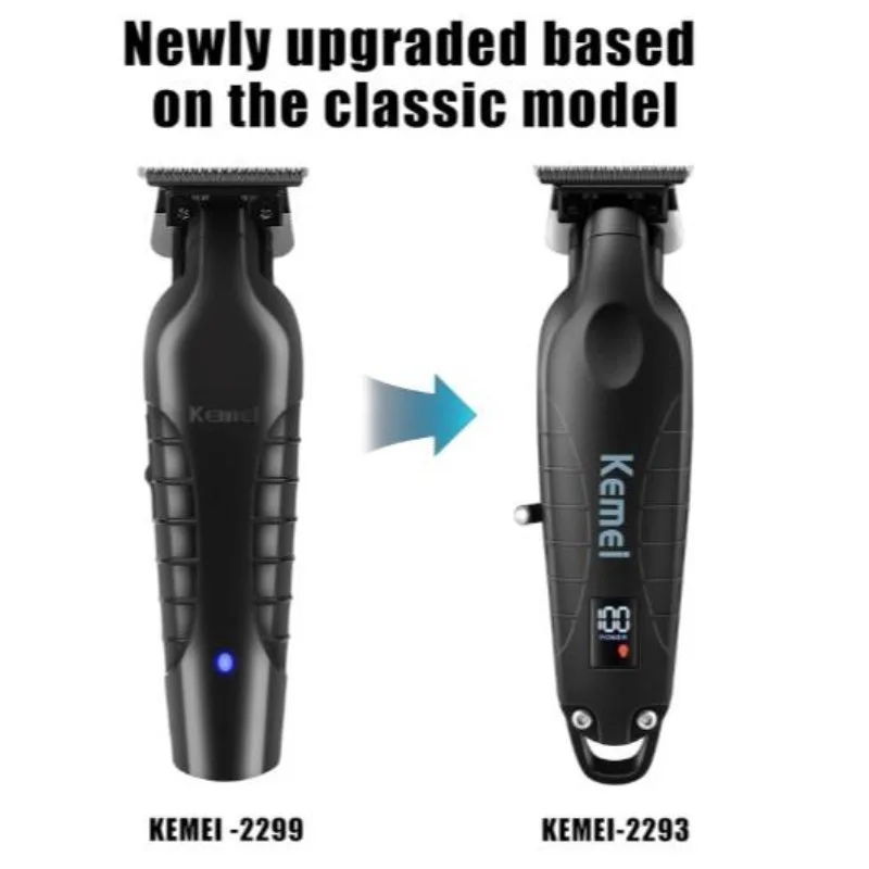 KEMEI 2293 Professional Hair/Beard Trimmer for Men Zero Gapped Hair Clippers for Barber with T Blade, Cordless Rechargeable