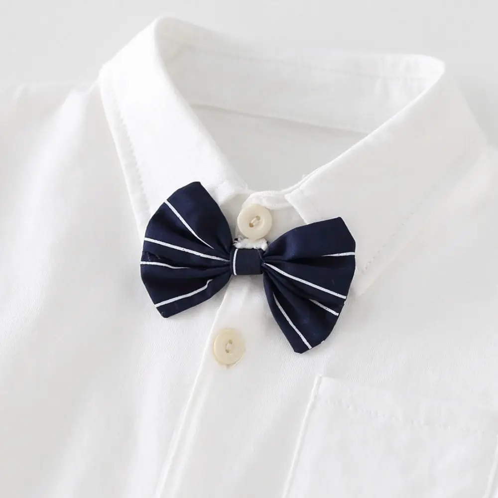 100% Cotton Baby Onesie Triangle Bodysuit Detachable Bow Tie Short-sleeved Romper Long Sleeve Gentleman Tie Bodysuit Children