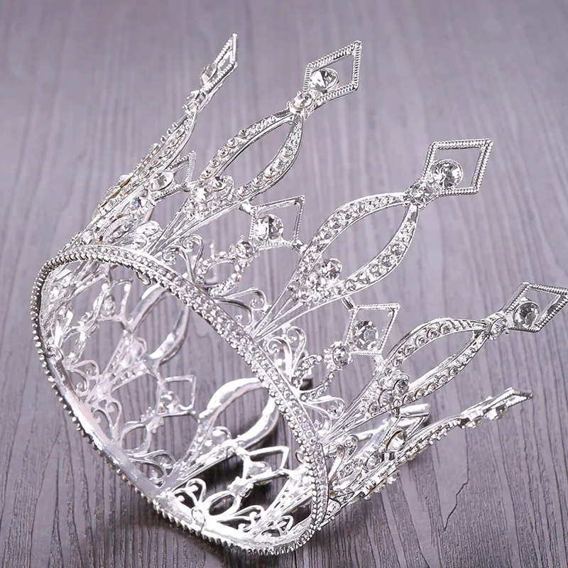 Trendy Gold Round Crystal Crown Wedding Tiara Crown Bride Hair Accessories Crown Party Headdress Wedding Hair Accessories Tiara image 3