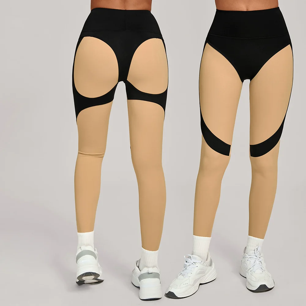 New Fashionable High-Waisted Hip-Lifting Patchwork Yoga Pants Women's Running Quick-Drying Fitness Pants Tight Sports Pants