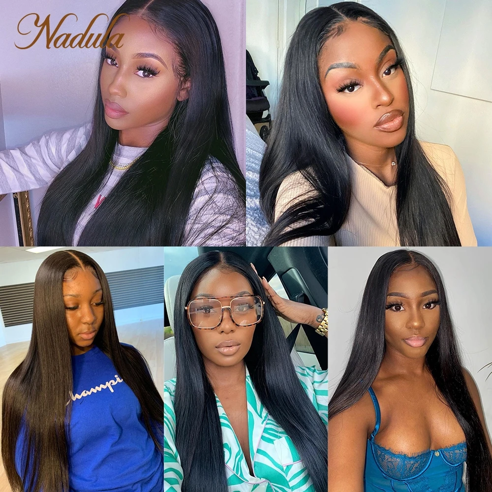 Nadula Hair 13x6 HD Lace Frontal Wigs 180% Density Straight Human Hair Wigs PrePlucked Baby Hair Transparent Lace Wigs for Women