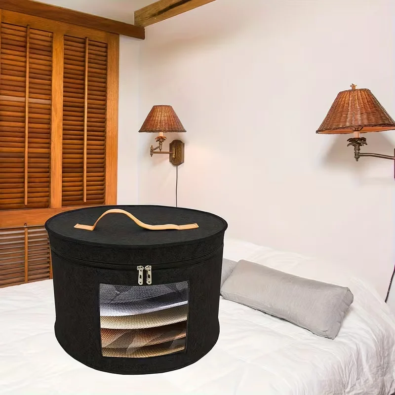 1PC Hat Storage Box Stackable Round Brim Hats Organizer Bag Container Cowboy Hat Organizer FoldableTravel Closet Cap Boxes