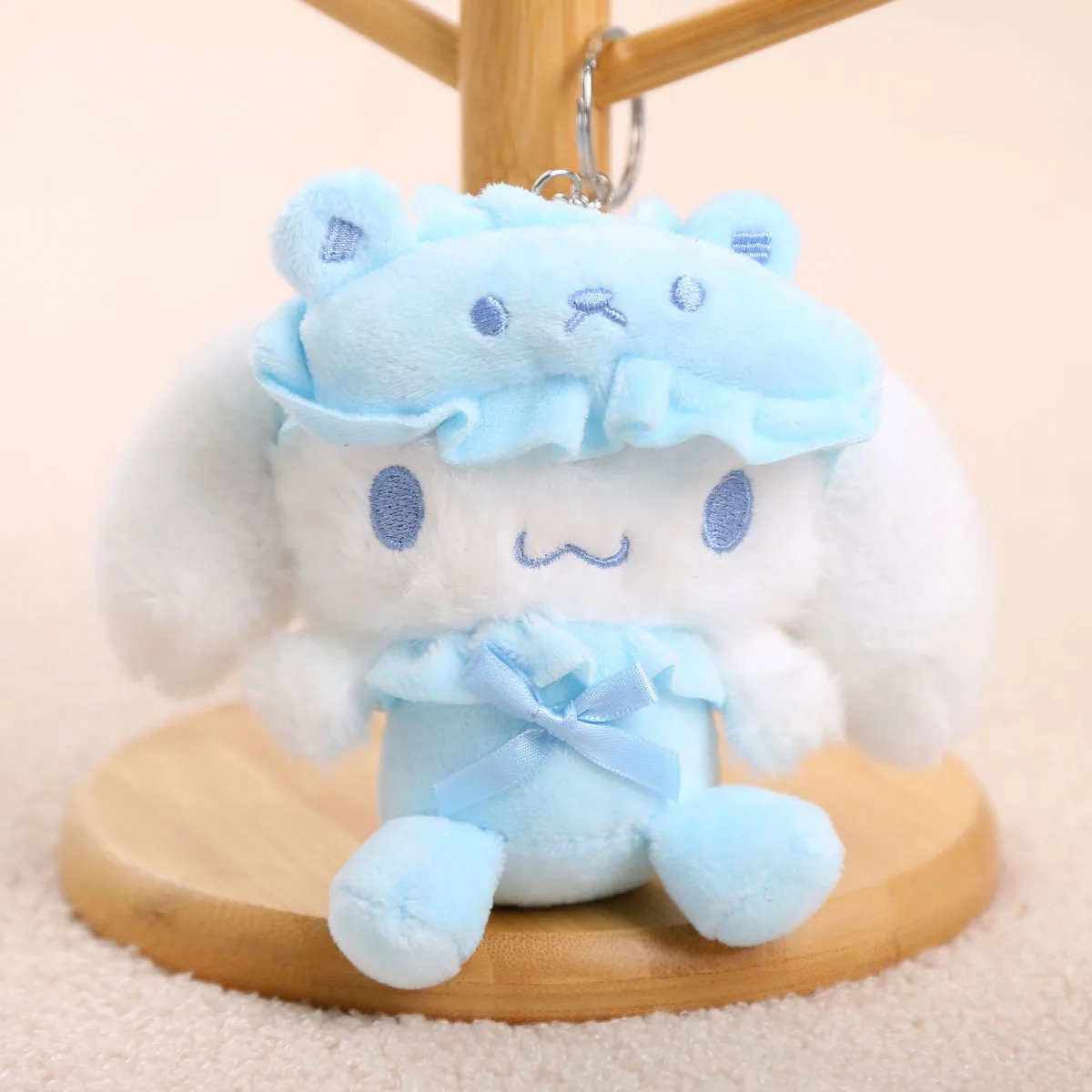 

Cinnamoroll Plush Keychain Blue Bear Eye Mask Style Kawaii Cartoon Fluffy Doll Pendant Bag Charm Backpack Accessory Easter Gift