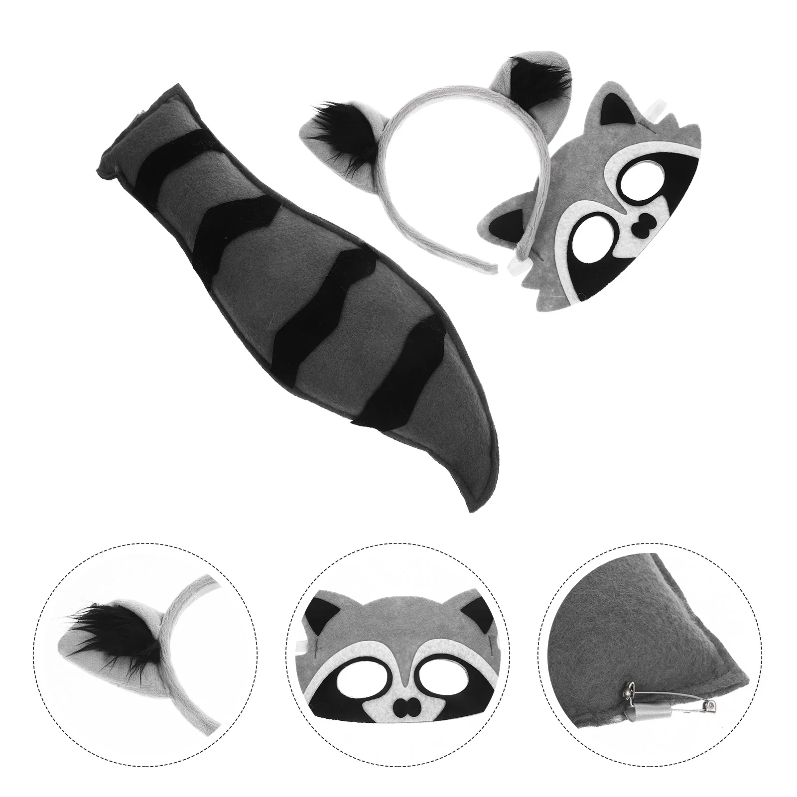 

Cosplay Suit Costume Plush Animal Wolf Ears Raccoon Tail Headband Halloween Prop Props