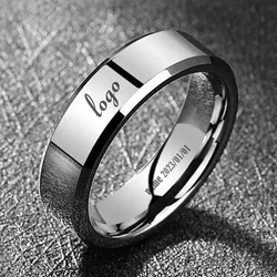 Fashion Classic Simple Carving Logo Name Jewelry Personalized Men's and Women's Rings Customized Anniversary Jewelry Gifts