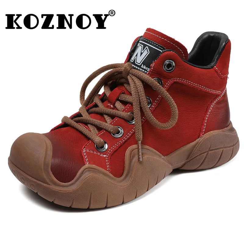 

Koznoy 4cm New Cow Suede Genuine Leather Chunky Sneaker Moccasins Spring Wedge Platform Autumn Ankle Booties Women Fashion Shoes