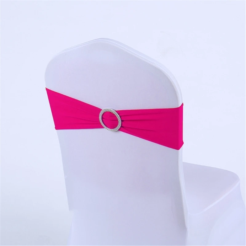 X6HD 5Pcs Spandexs Chair Bows Sashes Wedding Indoor Outdoor Chair Ribbon Tie with Buckle Party Hotel Banquets Decoration