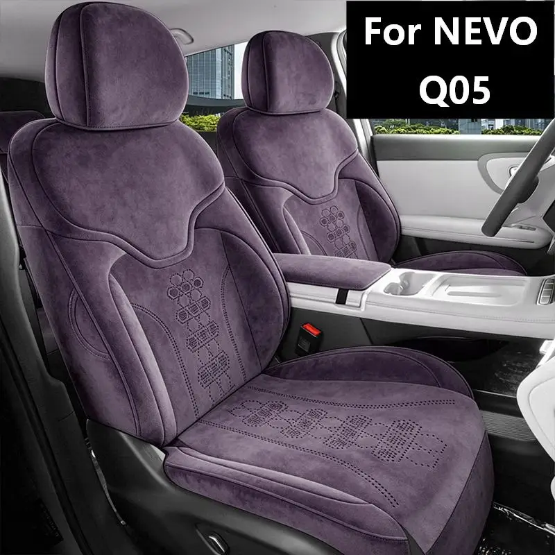 Full‑Surround Faux Suede 5‑Seat Car Seat Covers Cushion Protector Compatible with NEVO Q05 Auto Supplies