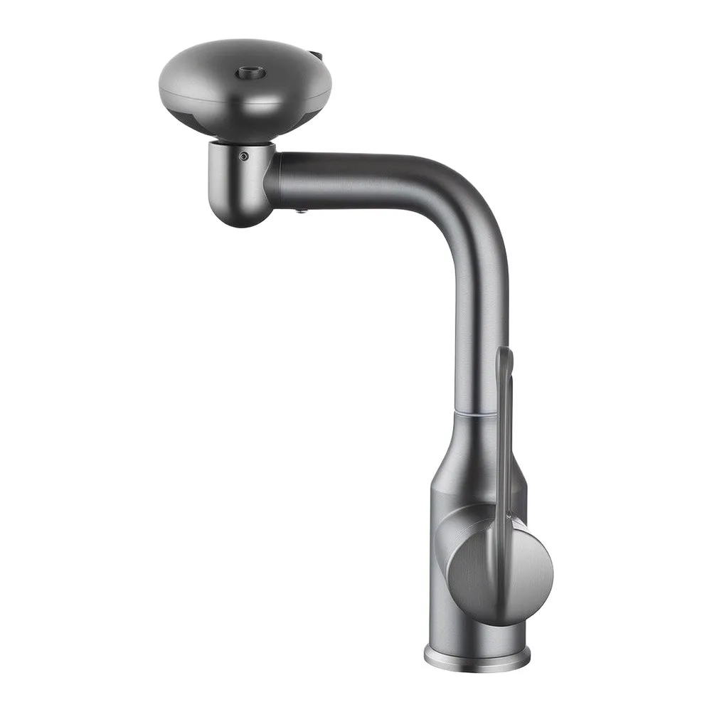 for gunmetal Bathroom Sink Faucet Featuring Four Water Flow Types Rain Waterfall Aerated Stream and Up Spray with Swivel Spout
