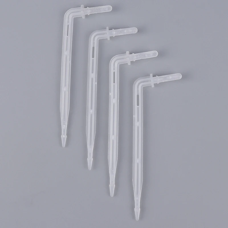 25PCS 4/7mm Transparent Elbow Arrow Drippers Bending 1/4'' Drop Emitter Garden Potted Irrigation Watering Tool Greenhouse